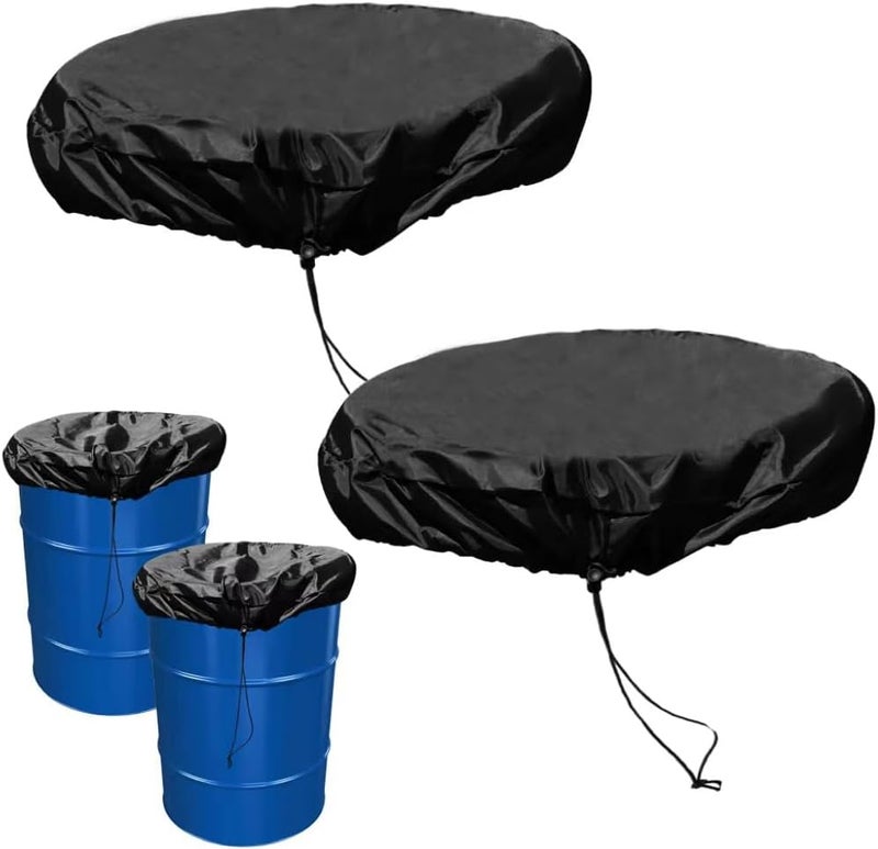 JAMCARI 55 Gallon Drum Cover - Stretchable Adjustable Drum Cover with Drawstring, Oxford Cloth All-Weather Protection, 2 Pack - Image 1